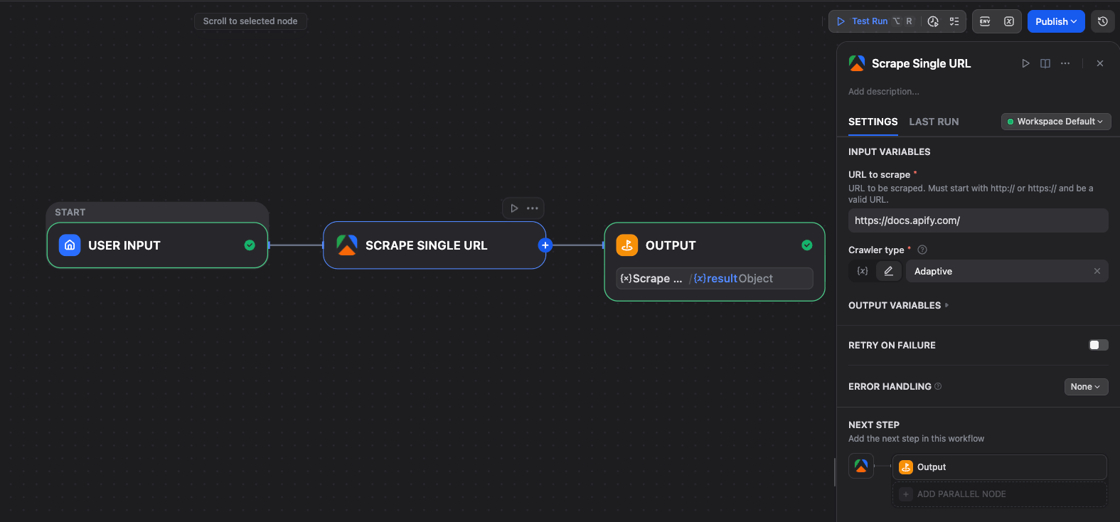 Scrape Single URL Node